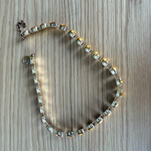 Anna Wintour Style Amber Yellow Round Crystal Statement Collet Necklace - Picture 9 of 11